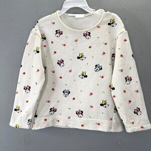 Zara x Disney Baby Minnie Mouse Sweatshirt size 4-5 Years White Allover Print